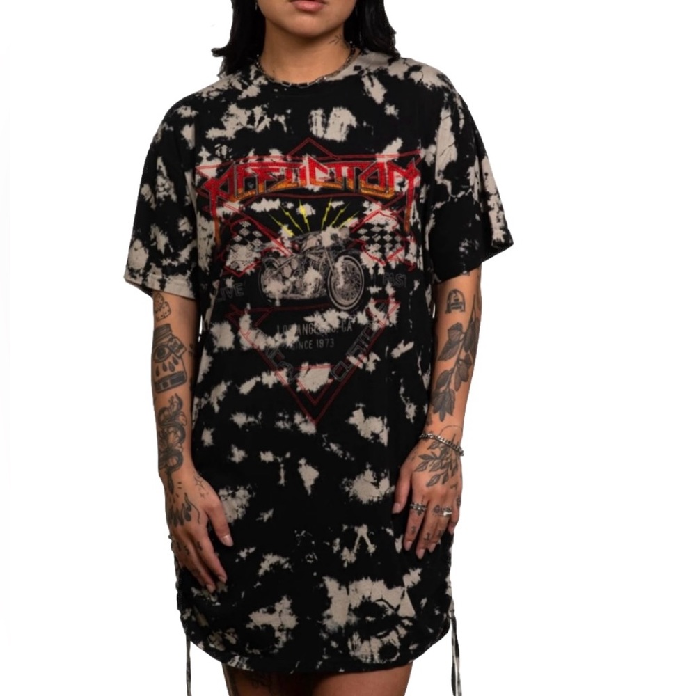 AFFLICTION Women’s AC Moto Flag T-Shirt Mini Dress Size Small